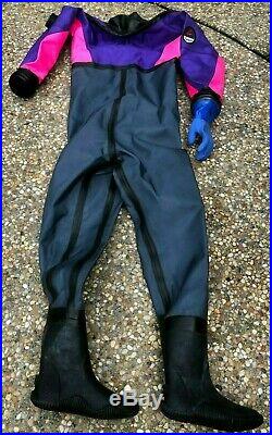 $1200 Andy's Scuba Diving Drysuit Wet Suit Womens Lady Small Tall Boots Size 6