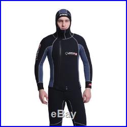 5MM Men's Neoprene Diagonal Zipper Scuba Diving Suits Thickening Hooded Wetsuit