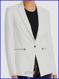 $645 Veronica Beard Women's White Long Sleeve Scuba Blazer Suit Jacket Size 10