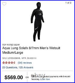 Aqua Lung Solafx 8/7mm Men's Wetsuit / Semi-Drysuit Size ML
