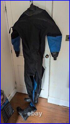 Aquatek CX500 Drysuit Scuba Diving = Blue Black Tall Extra Large