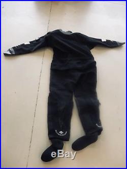 Bare Trilam HD Tech Scuba Diving Drysuit Size L with Hood and Rock Boots