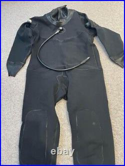 DUI Crushed Neoprene Dry Suit with integrated boots for Scuba Diving Size XL