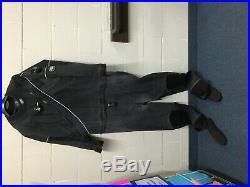 DUI TLS350 Black Scuba Drysuit Men's Size X-Large with NEW Zip Seals