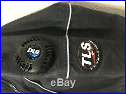 DUI TLS350 Black Scuba Drysuit Men's Size X-Large with NEW Zip Seals
