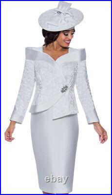 GMI Dsigner Suit 2023 Asymetrical Cut Rhinestones Silk Look White sizes 8-30W