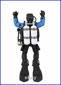 Hand Made Technical Diver Steel Miniature Blue/Black Color Dry Suit with stage