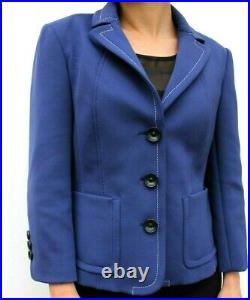 Karen Millen Blue Scuba Stitch Jacket Blazer Smart Dress Suit Jacket 14 42 New