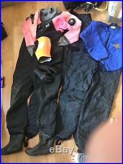 Ladies Scuba Diving Dry Suit With 2 Thermal Under suits, Hood and Gloves