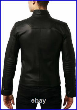 Men Designer Scuba Black Leather Jacket Rider Racing Motorcycle Punk Jacket PL96