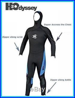 Mens Wetsuit Scuba Diving 7mm Hooded H2Odysessy SEMI DRY Wet Suit XXL XL L M S