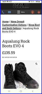 New AQUALUNG Blizzard Drysuit XL 40 TO 46 With New AQUALUNG ROCK BOOTS SIZE 10