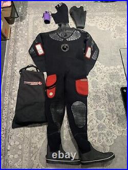 Northampton Diver scuba diving dry suit large, Cap And Bag