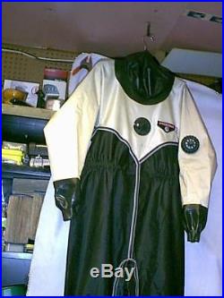 O. S. Systems Drysuit SIZE MEDIUM SCUBA DIVING RUBBER SEALS & ATTACHED SOCKS
