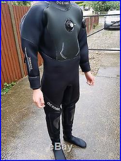 Oceanic Pioneer scuba diving drysuit size L with socks size XL with Oceanic hood