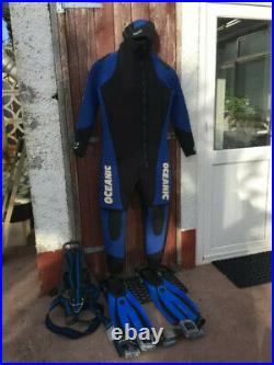 Oceanic Semi-Dry Scuba Suit Mens XL Blue/Black 7mm