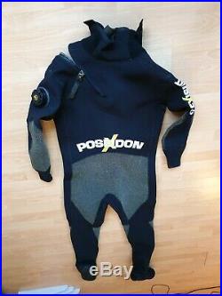 Poseidon Flexisuit Neoprene SCUBA Diving Drysuit, XL with rock boots & bag