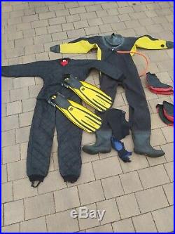 SCUBA DRY SUIT AND THINSULATE UNDER SUIT, lady or junior gloves ect