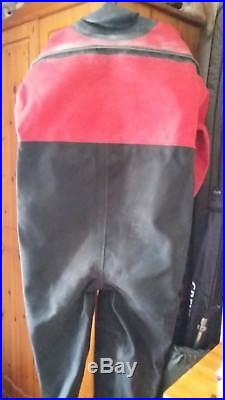 Scuba Diving Drysuit & Wooly Bear Red & Black Oterms Watersports Excellent cond