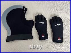 Scuba diving oceanic diving drysuit (large), snugpack suit, hood, 5m gloves