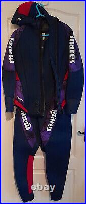 Scuba diving women's semi-dry neoprene suit, two-piece, 7mm thickness, chin zip