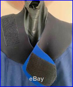 Seatec Dry Suit Vintage M L Neck Wrist Dam Full Feet Scuba Dive Diving Blue