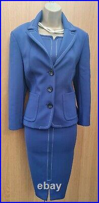 Size 14 UK Karen Millen Royal Blue Stitched Tailored Pencil Dress & Jacket Suit