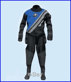 Sopras Sub Trilaminate Blue Scuba Diving DrySuit With Hard Sole Booties