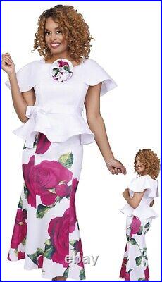 Stella Looks Designs 2PC Scuba Floral Motif Style Peplum Top & Skirt 14 to 26W