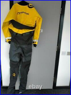 Typhoon Drysuit Multisport Large Men's Black Yellow scuba diving with bag BNWT