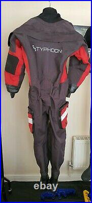 Typhoon Fathom Delux Drysuit Scuba Mens Adult Size Small with 7 Boot Exc Cond