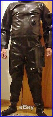 Ultra Rare Viking Professional Black Heavy Black Rubber Dry Suit Scuba Diving
