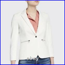Veronica Beard Scuba Schoolboy White Dickey Blazer Jacket Size 00 NWT $600