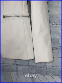 Veronica Beard Scuba Stretch Dickey Blazer with Zip Pockets White 0 US