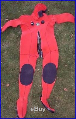 Vintage Poseidon Uni-Suit SCUBA Diving Dry Suit Drysuit Orange Large