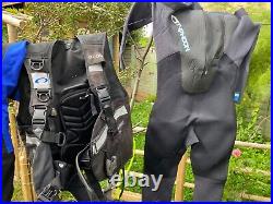 XL scuba diving equipment pre owned full kit including wet and dry suits